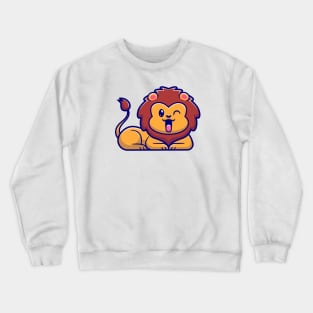 Cute Lion Smiling Cartoon Crewneck Sweatshirt